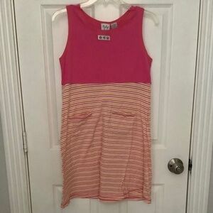 Badge Girls’ Pink/White/Orange/Yellow Striped Sleeveless Dress Size 16 VINTAGE